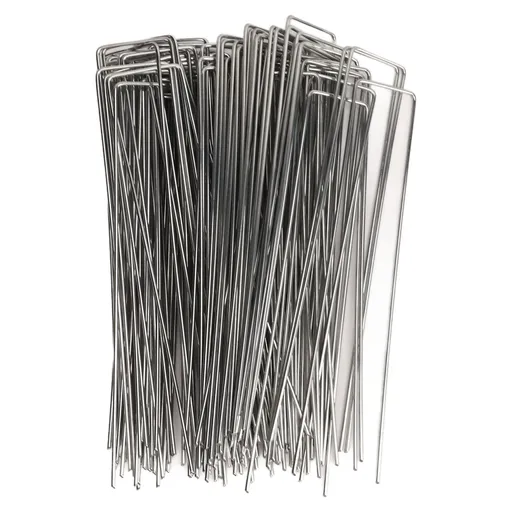100Pcs U Shaped Garden Stakes Galvanized Steel Landscape Stakes Pins for Weed Barrier Sod Fabric Decorations Roughness 2.5mm/0.10in