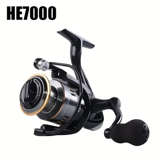 Spinning Reel Fishing Reel, Metal Spool, Metal Handle, 5.2:1 Gear Ratio, 10KG Drag, Smooth and Sensitive Line Output, Left/Right Hand Interchangeable, Rotating Fishing Reel, Suitable for Freshwater and Saltwater(HE7000)