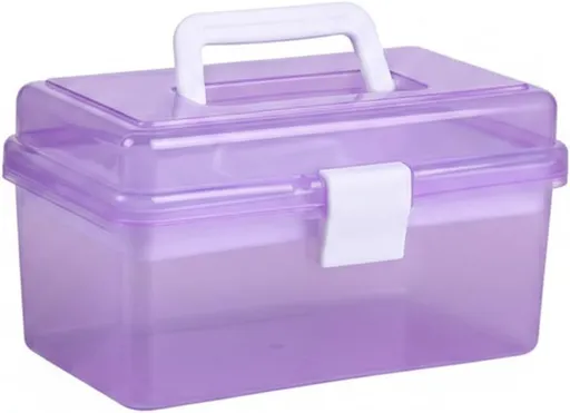 Plastic Storage Case with Locking Lid and Handle, Portable Empty Organizer Box for Home, Travel and Emergency Supplies, Purple, 18 x 9 x 10.5 cm