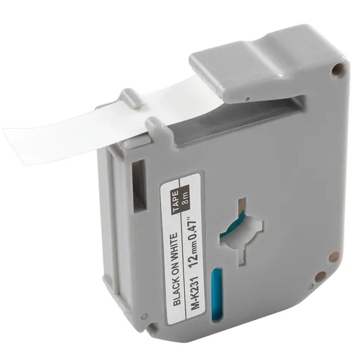 Label Maker Tape, 0.47 in / 12 mm Black on White Label Cartridge Compatible for Various Types of Brother Labelers
