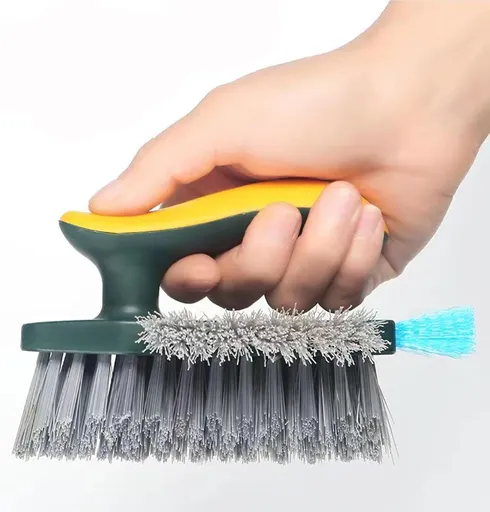 4-in-1 Grout Brush with Squeegee,Durable Bristles,Heavy-Duty Scrub Brushes for Cleaning Stiff Bristles Bathroom & Kitchen,Tile Floors Wall/Corner/Window (Green) Green