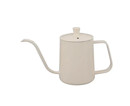 Small Pour Over Coffee Kettle, Stainless Steel, Precisely Controlled Gooseneck Spout, White, 600ml