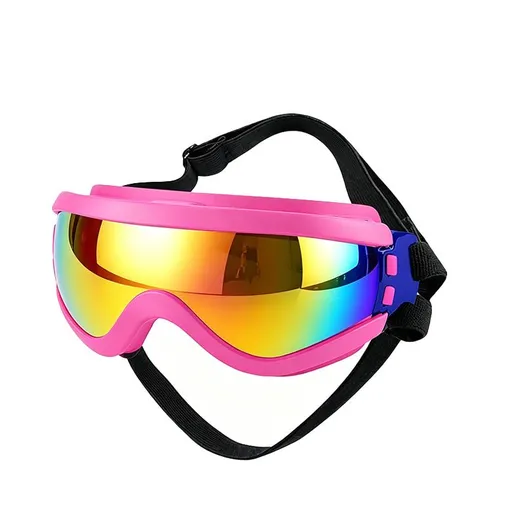 Dog Goggles Sunglasses for Medium Large Dogs, UV Protection Windproof Pet Eye Wear with Adjustable Strap for Outdoor Travel Car Rides and Lawn Activities (S, Rose)
