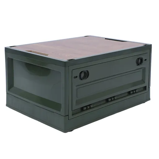 Foldable Camping Storage Box with Lids Versatile Stackable Movable Portable Camping Storage Bin with Wheels for Home Outdoor OD Green Large 52L