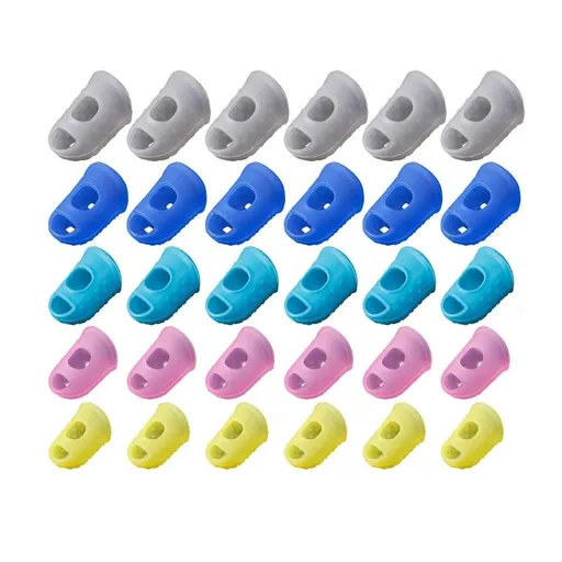 30 Pcs Silicone Guitar Fingertip Protector - Guitar Finger Guards Fingertip Protectors Covers Caps for Stringed Instruments, Sewing and Embroidery (5 Color)