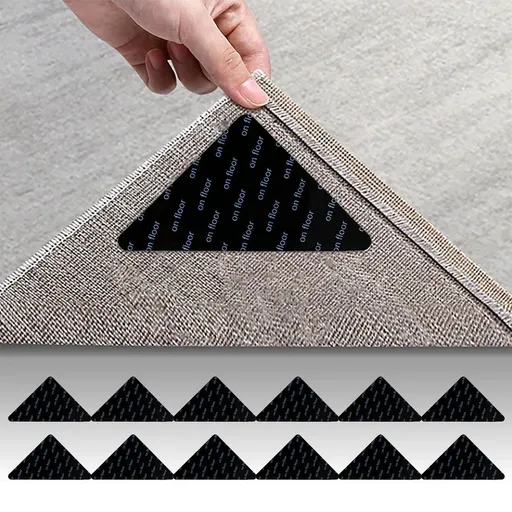 12 Pack Non Slip Rug Grippers 10.5x15cm 4.1x5.9in Double Sided Carpet Tape for Corners Floors Keep Rugs in Place Prevent Slipping Curling