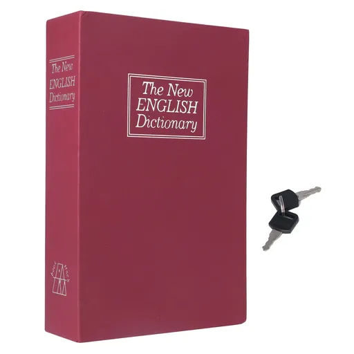 Diversion Book Safe Imitation Books Realistic Stainless Steel Liner Portable Book Safe Storage Box with Key Lock M Red