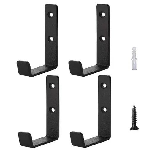 Set of 4 Heavy Duty J-Shaped Hooks -Garage - Metal Wall Mounted for Tool Storage Garag pwm25