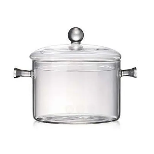 Glass Pasta Noodles Bowls Heat Resistant Glass Cooking Pot with Lid Sauce Pan for Soup Pasta Baby Food