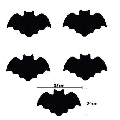5-pieces 35*20cm Halloween bat-shaped mat - Felt Non-Slip Heat Resistant Table Mat for Party Dining and Gothic Home Deco
