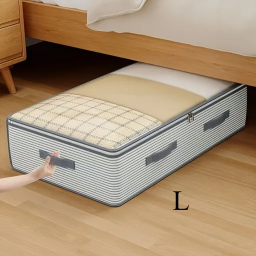 Large Storage Organizer Bag - Made from heavy-duty non-woven fabric with transparent windows, multi-layer clothing storage box suitable for wardrobes, under-bed, and travel. （L）