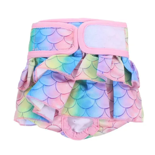 Pet Dog Diapers Female Pants Soft Breathable Underwear Reusable Sanitary Briefs - Mermaid - M