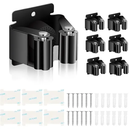 6 Pieces Mop Holder, Wall Mounted Mop Hanger, Mop Holders For Bathroom, Kitchen, Garden, Garage, Office