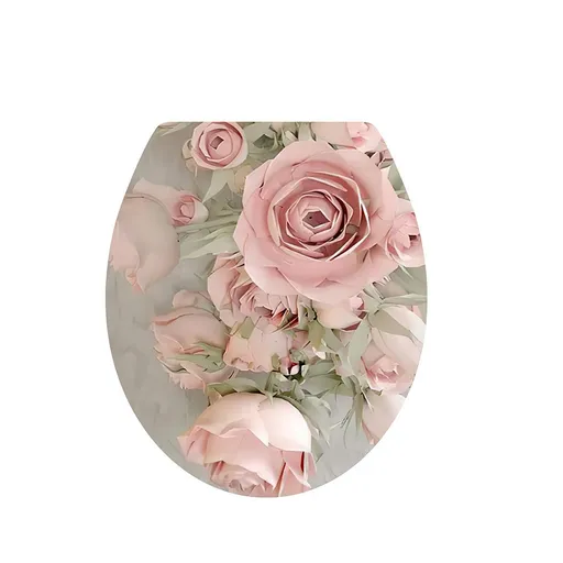 Sticker Toilet Stool Sticker WC Pedestal Pan Cover Sticker Home Decor Bathroom Decor 3D Printed Flower View Toilet Cover Decal