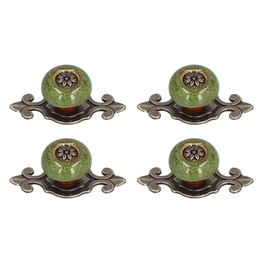 4 Sets Furniture Handle Zinc Alloy Cabinet Door Drawer Handle Exquisite Furniture AccessoriesGreen
