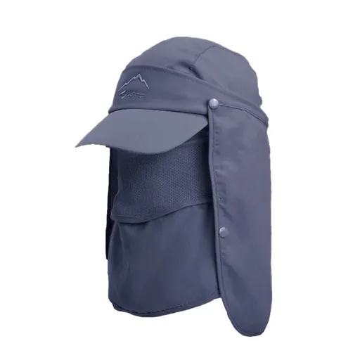 Unisex Face Neck Flap Hat Wide Brim Cap Hiking Fishing Sun Protection Outdoor - Dark Grey