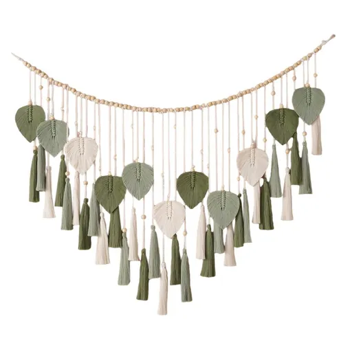 Wall Hanging Large Leaves Tapestry Wall Hanging Decoration Boho Handmade Woven Leaf Feather Wall Art Decor for Nursery Bedroom Living Room Office Christmas Thanksgiving Decor 125x75cm