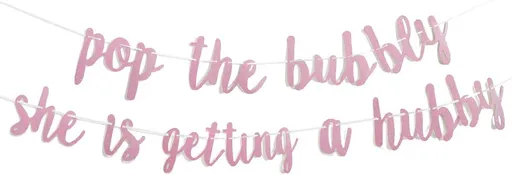 Bachelorette Party Decorations Glitter Rose Gold Pop The Bubbly She is Getting A Hubby Banner Bridal Shower Engagement Wedding Girls Night Out Hen Supplies Golden Photo Props