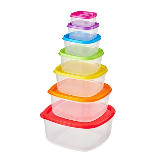 Food Storage Containers with Lids, Nest Stackable Space-Save Design Plastic Storage Bowls, Multi-Color Kitchen Bowls 7 Pack