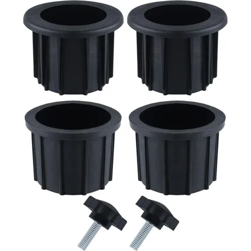 6-Piece Balcony Parasol Accessory Set Black - 4 Umbrella Hole Rings and 2 Hand Screws - Compatible with Outdoor Tables and Terraces