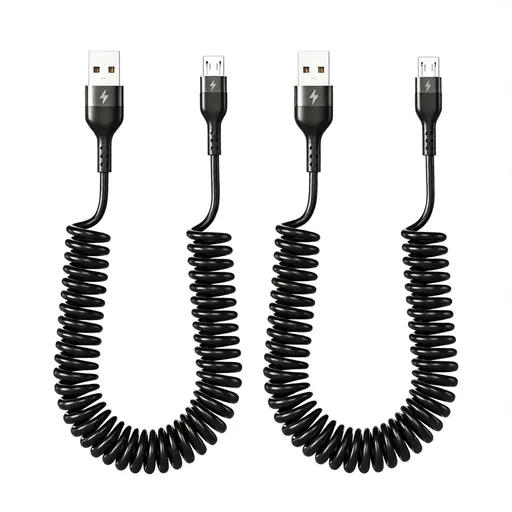 2-Pack Coiled Micro USB Cable (Coiled Micro USB to USB2.0) 1-3 Feet