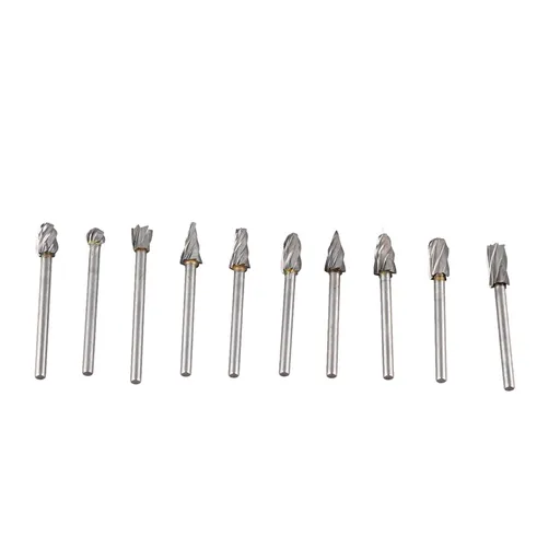 10Pcs Carbide Burr Set Alloy Tungsten Steel High Hardness Wide Application for Dremel Wood Carving Bits for Woodworking
