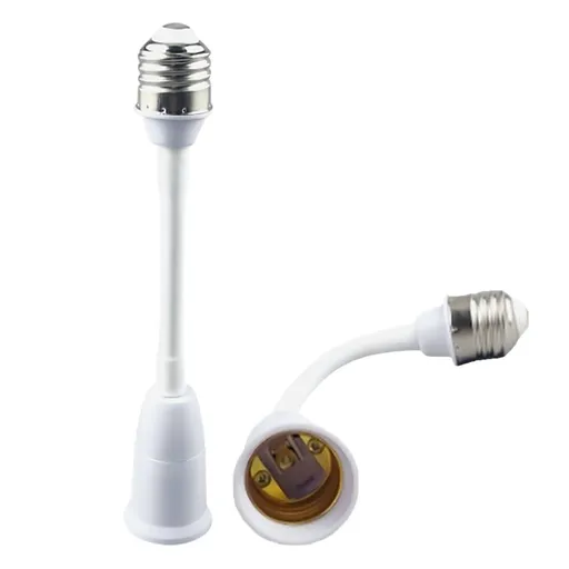 E27 Light Socket Extender Adapter,20cm/8in Flexible Gooseneck Extension,Standard Screw Base Bulb Holder with Heat-Resistant Silicone Sleeve,for Home Garage Office,White 7.87x1.6x1.6in