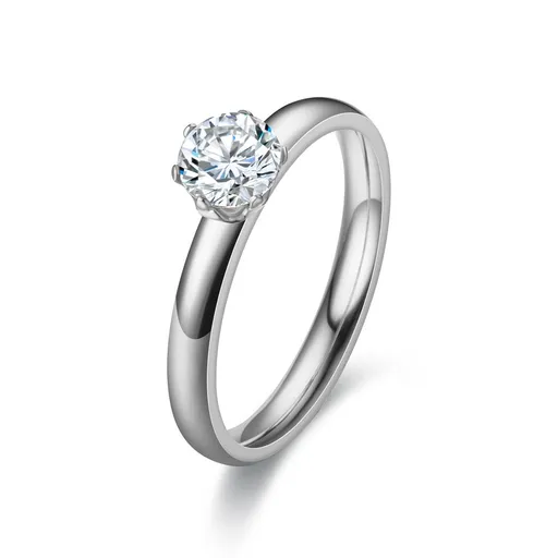 Stainless Steel 3mm Diamond Ring Unisex 3mm steel color diamond No. 7