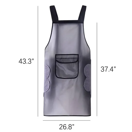 Waterproof Dog Grooming Apron with 2 Pockets Hand Wipe TPU Apron Adjustable Bib Apron Work Apron for Dishwashing Kitchen