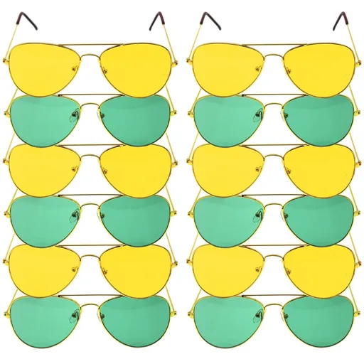 Green and Yellow Gold Aviator Party Glasses – Fun Novelty Set Australia Day