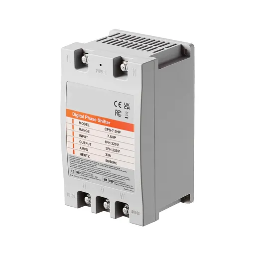 3 Phase Converter- 7.5HP 23A 220V Single Phase to 3 Phase Converter, Digital Phase Shifter for Residential & Light Commercial Use, 220V Input/Output (One DPS Must Be Used on One Motor Only)