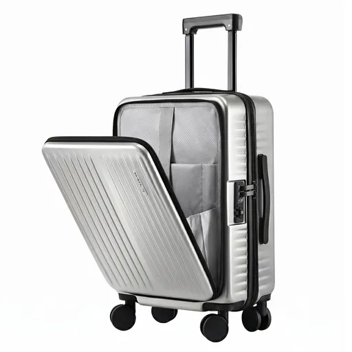 Wanderlite 20" Luggage Suitcase Front Pocket Travel Carry On Dual TSA Silver