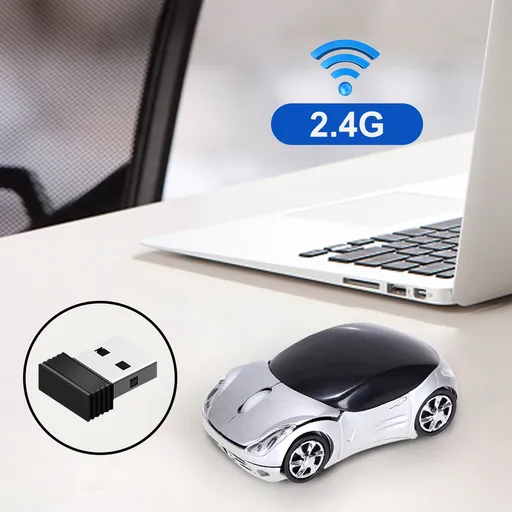 2.4G Wireless Mouse, Cute Car Mouse, 2.4G Wireless (10m Range) and USB Plug and Play, 1200DPI Optical Tracking, for PC Computer Laptop Tablet, with LED Light Pink