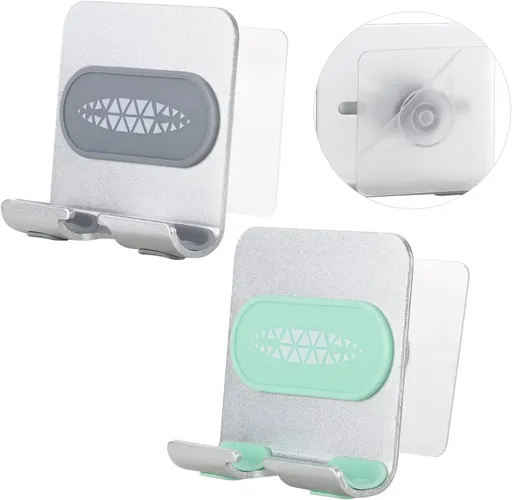 2 PCS Shower Phone Holder, Shower Phone Mount Phone Holder for Shower Wall Mount Phone Holder Phone Wall Mount Adjustable Cellphone Stand Cell Phone Stand with Adhesive Pads for Bathroom Kitchen