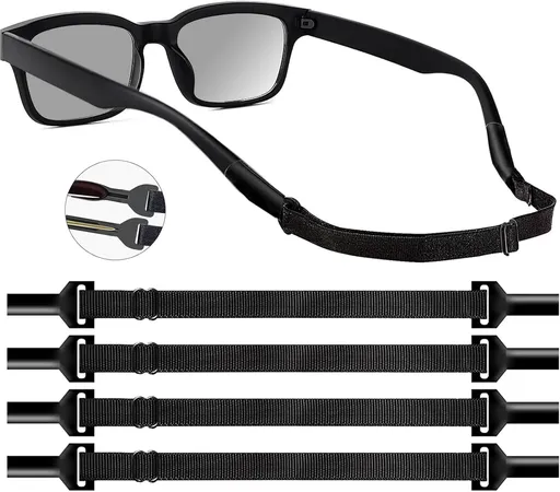 Adjustable Glasses Strap Eyeglasses Strap 4 Pack Sunglasses Strap No Tail Eye Glasses Holders around Neck for Men Women Kids Eyeglass Holders Sports Glasses Strap Black (9.5-13.5 inch) 1