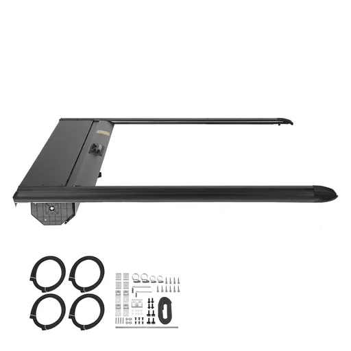 Retractable Tonneau Cover, 5.5 ft Hard Retractable Tonneau Cover with Built-in Drainage Pipe for 2021-2024 Ford F-150 Crew Cab , Customized Hard Tonneau Cover with Double-Lock & T-Slot