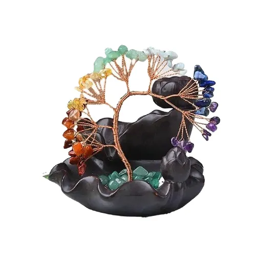 Incense Burner Stress Relief Faux Crystal Tree Backflow Incense Holder 12cm for Home Meditation Room Decorations