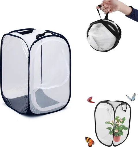 Insect Net - Insect and Butterfly Habitat Cage - Insect Breeding Net - Insect Hotel - Large Portable - Insect Monarch Butterfly - Pop-Up Cage - Garden Toy - Discover Butterflies and Ladybugs for Children - 60cm High