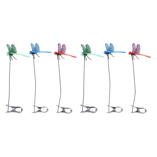 Dragonfly Clip Fake Dragonfly Pole Clips Natural Organic Concept 3D Dragonfly Garden Decor for Family Garden Potted Flowers Lawn House Statue 6Pcs