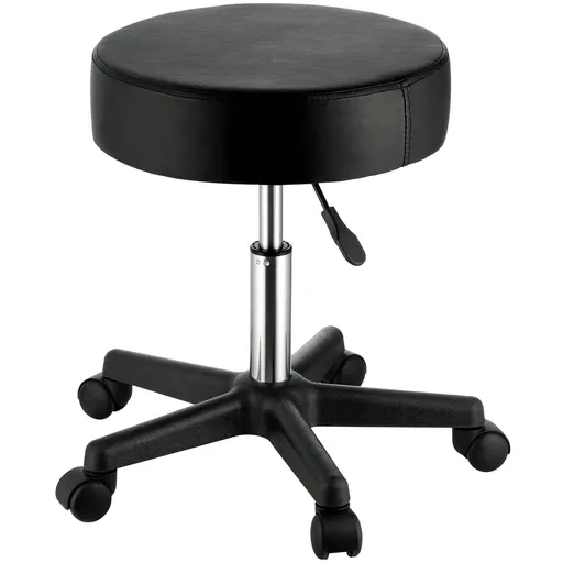 Rolling Stools Adjustable Height 400 LBS Capacity Ultra-Thick Cushion Swivel Chair Black