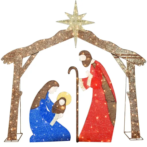 Lighted Christmas Nativity Scene,Outdoor Nativity Scene Decoration,Holy Family for Xmas Yard Garden Holiday Decor (Style 1, 27cm)
