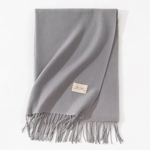 Grey Autumn & Winter Korean-Style Women's Cashmere-Like Scarf – Solid Color, Warm, Versatile Wrap
