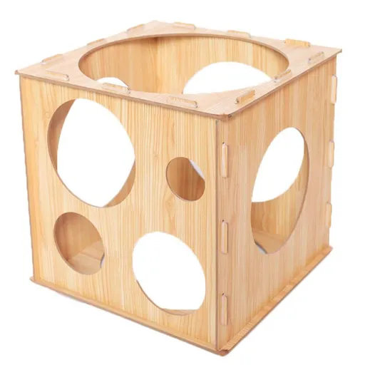 9 Holes Balloon Sizer Box Balloon Measurement Box Balloon Arch Kit Collapsible Wood Cube Balloon Sizer Box for Birthday Wedding Party