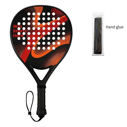 Padel Racket Carbon Fiber Lightweight Control EVA Core | Comfort Grip for Beginner & Intermediate Players（Orange-red wave single shot）