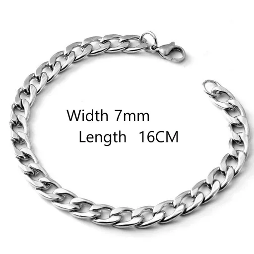 Slim 7mm Wide NK Cuban Link Bracelet Men Women Casual Wristband 16CM Popular Christmas Holiday Gift