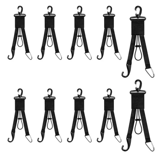 10 Pcs Baseball Softball Gear Hanger 3 in 1 Organizer Bat Holder with Glove Clip and Helmet Hook for Fence Bag Water Bottle Hiking Camping (Black)