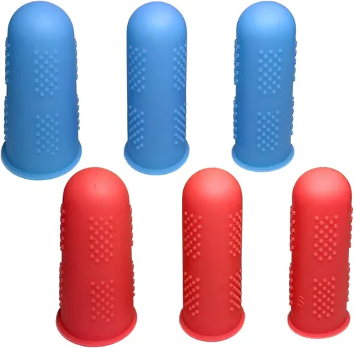 Finger Cot Silicon Finger Gloves Protector for Electronic Repair Painting Jewelry Cleaning Crafting Industrial Apply (Pack of 6-3 Size, Blue & Red Color)