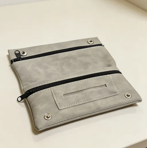 Matte Leather Storage Bag Light Gray