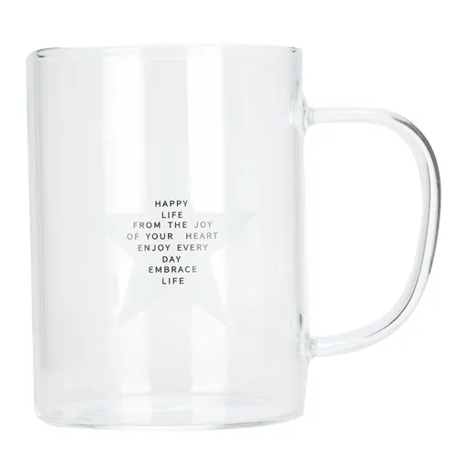 350ml Transparent Milk Cup Coffee Mug Tea Glass Drinkware with Handle for Kitchen Supplies(Five Pointed Star )