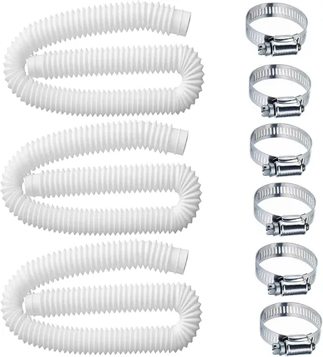 Pool Hoses for Above Ground Pools,1.25 x 59 Inch Filter Hose,Compatible with Intex Pump 607,637 With 8 Metal Clamps (3 Pack) (3) -